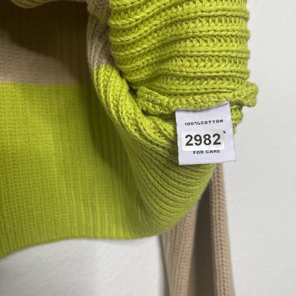 Anthropologie 525 America Sweater XL Chartreuse Colorblock Boxy Knit Pullover - Picture 6 of 9